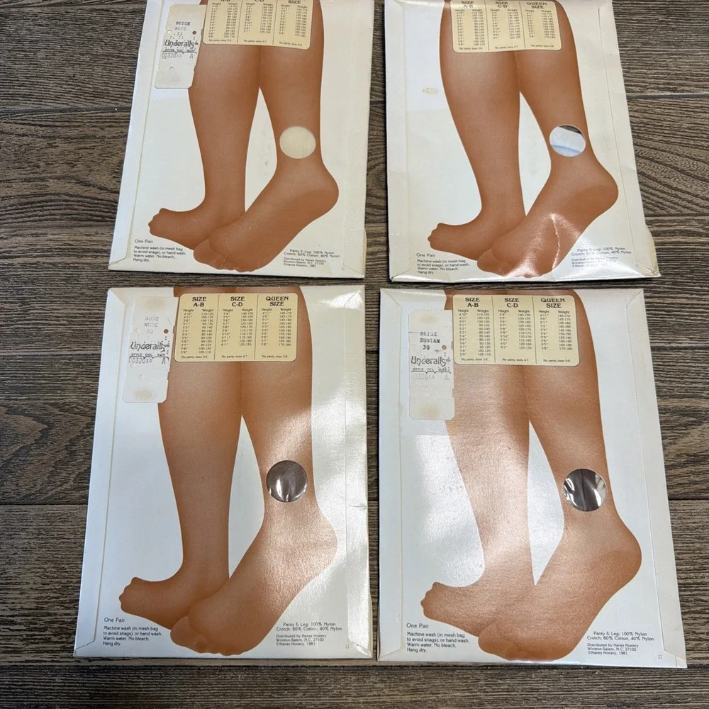 (4) VTG Underalls Pantyhose & Panties Nude Brief (3) (1)Suntan legs Dead Stock